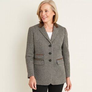 ROFA White Label Size 10 Brown Tweed Wool Blazer Jacket MOD Classic Heavy Lux